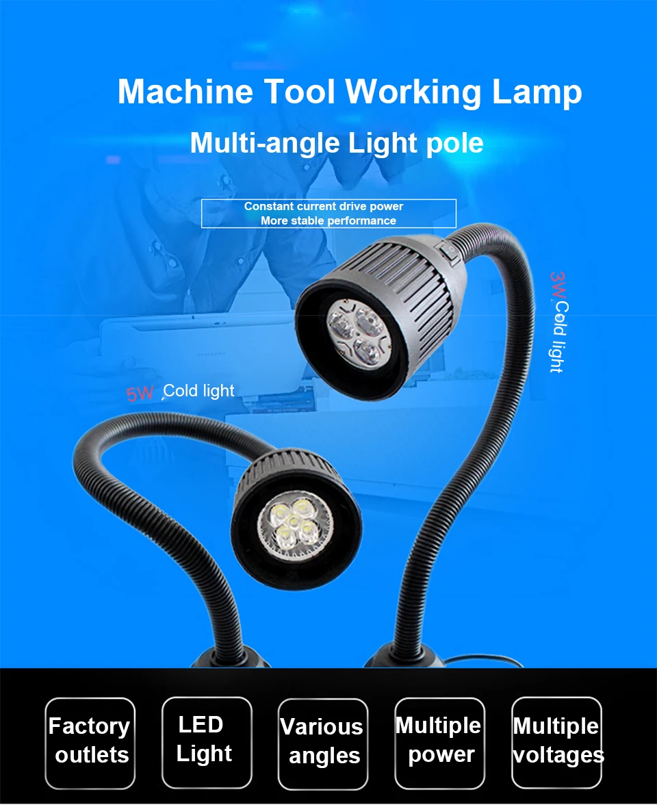 SMD LEd машины Рабочий светильник 24V 36V 220V 3W 5W удар шланг светильник ing лампа 360 градусов светильник из полюсного магнита токарный станок с ЧПУ Лампа 6000-6500K