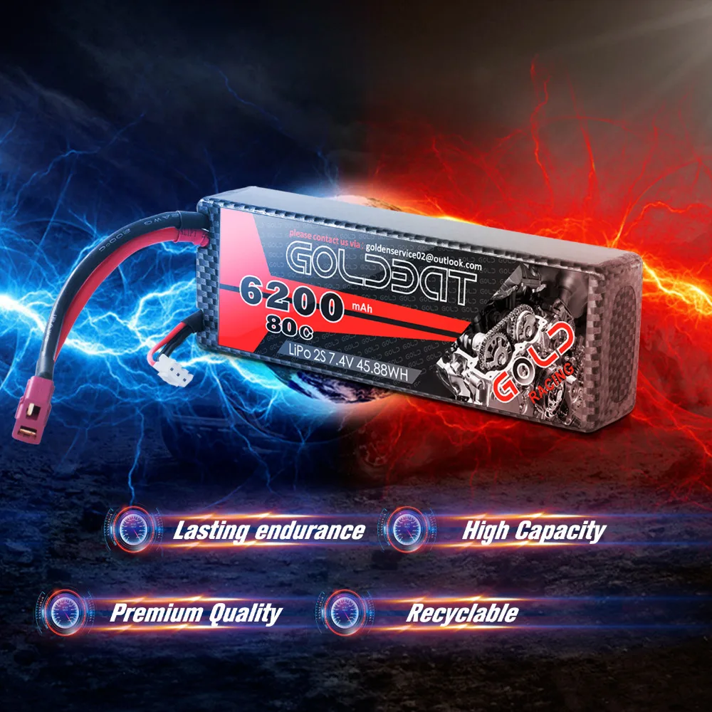 2 единицы GOLDBAT RC литий-полимерный аккумулятор 80C Дрон S Lipo батарея 7 4 в 6200 мАч пакет