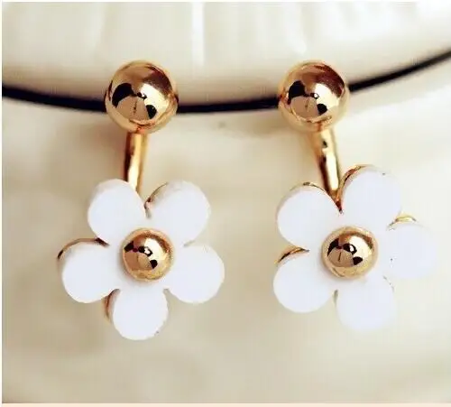 Милые маленькие висячие серьги с маргаритками и пятью лепестками цветов золотых