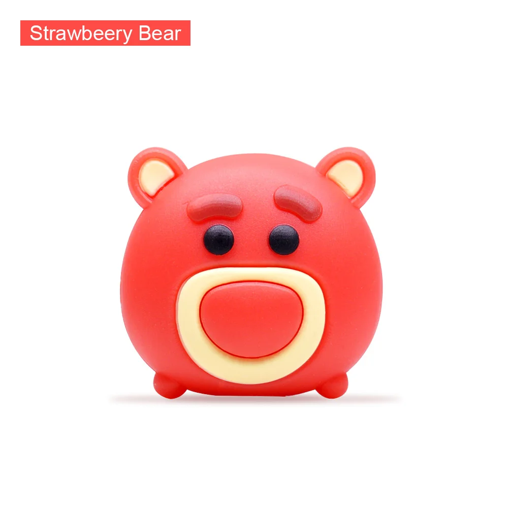 Strawbeery Bear CHIPAL ЦУМ милые животные укусы Кабельный органайзер для iPhone USB кабель протектор шнур Chompers мультфильм укус провода держатель телефона с устройством для сматывания - Цвет: Strawbeery Bear