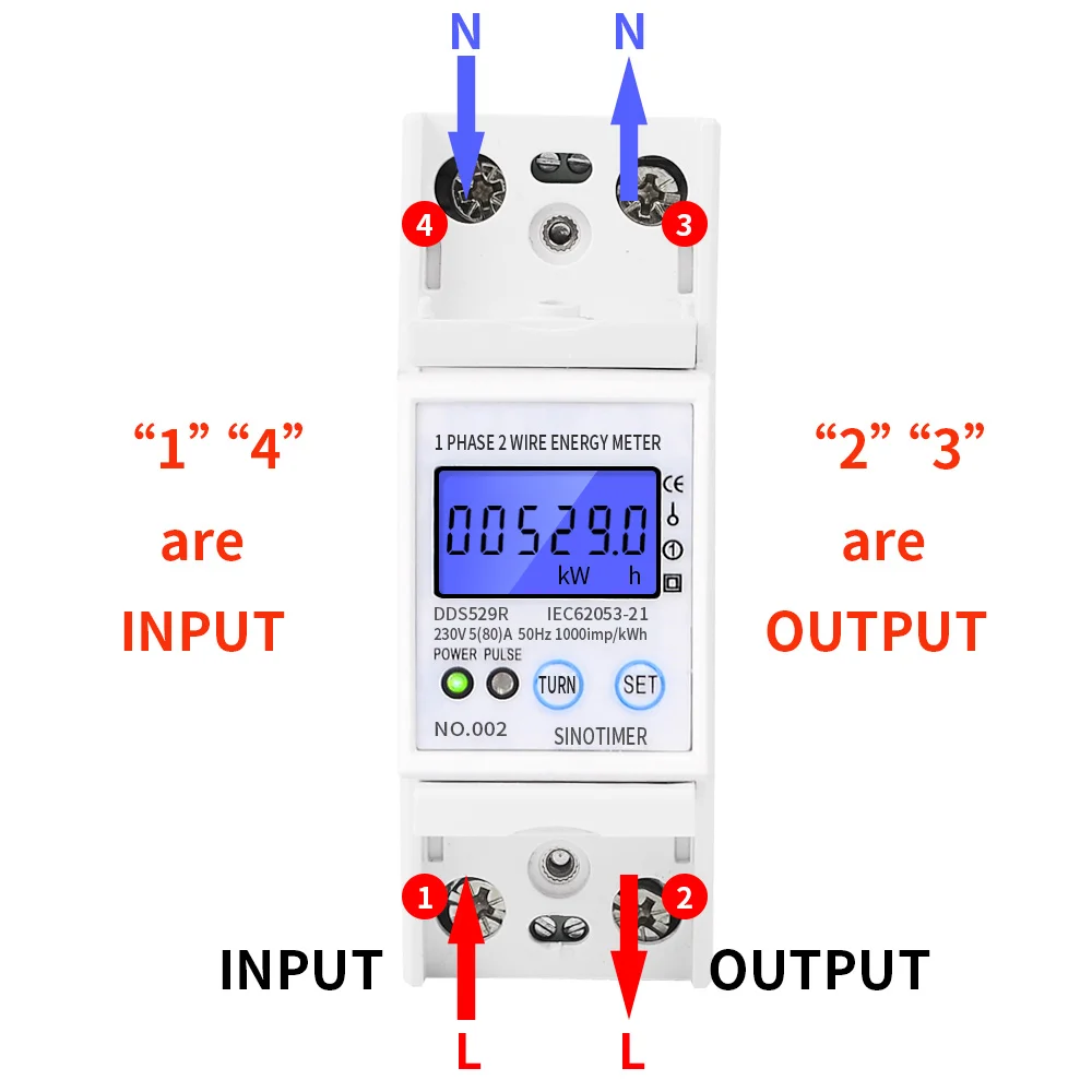 DDS529R однофазный 2P lcd цифровой с подсветкой 230V измеритель мощности в счетчиках энергии Modbus ваттметр RS485 5(80) A