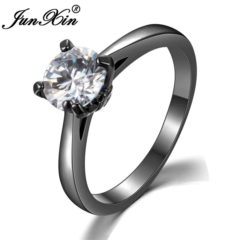 White Ring ROXI разноцветные циркоовые круглые тонкие кольца для женский, Черный золотое покрытие красный синего, белого, розового цвета камня обручальные кольца минималистский ювелирные изделия - Цвет основного камня: White Ring