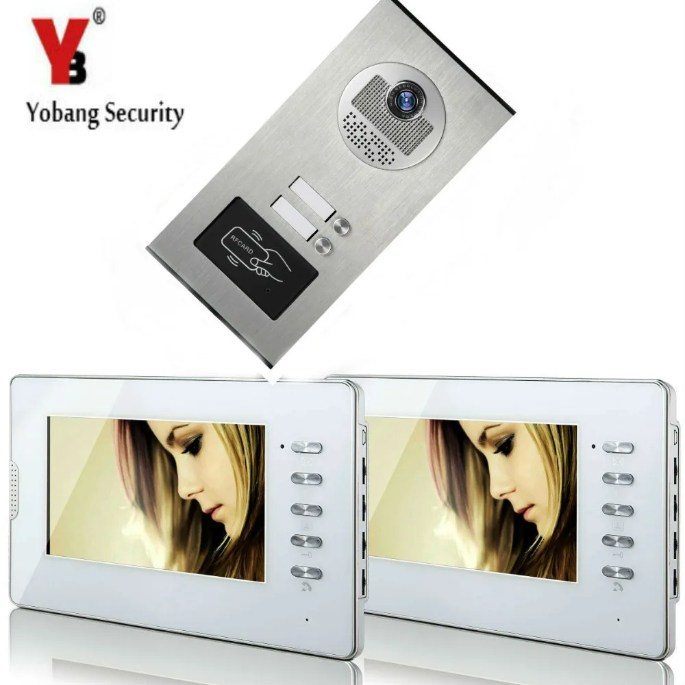 Yobang безопасности RFID видео домофон система проводной 7 дюймов TFT ЖК монитор