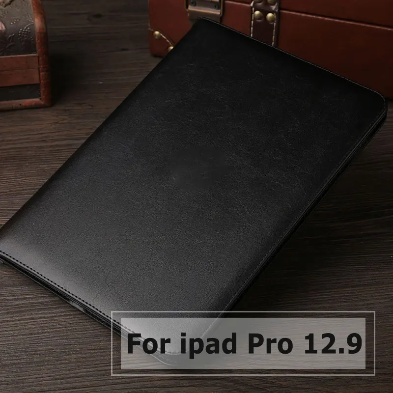 Black for Pro 12.9 Ультра мягкий чехол из искусственной кожи для iPad Pro 9,7 10,5 12,9, Ретро Чехол с магнитным ремешком для сна/пробуждения, держатель для планшета, подставка, флип-чехол - Цвет: Black for Pro 12.9