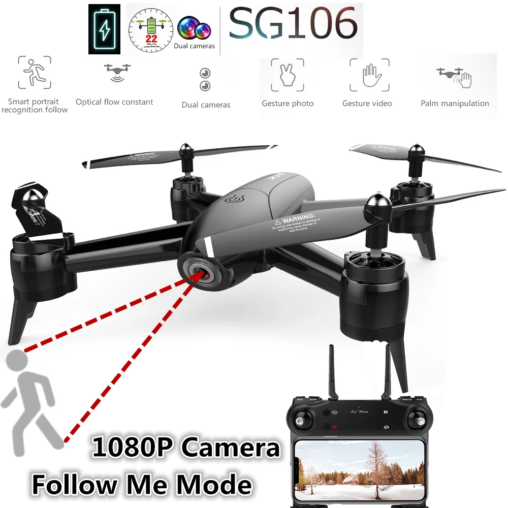 SG106 дрона с дистанционным управлением Камера 1080 P Wi Fi FPV Quadcopter Карманный Дрон для