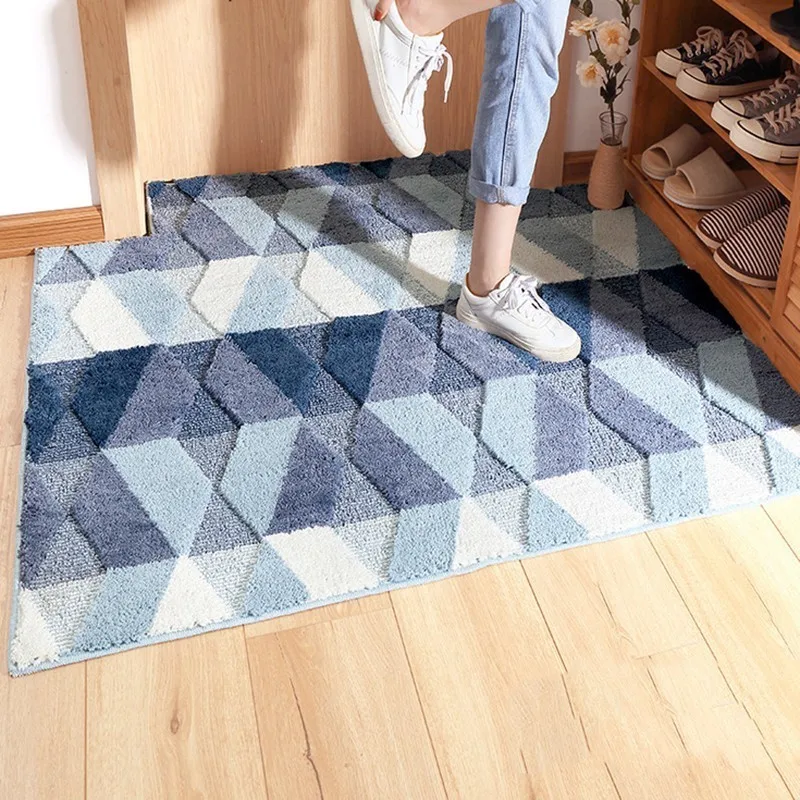 Modern Geometric Soft Double Plush Water Absorption Rugs Bathroom Mat Rug Non-Slip Living Room Entrance Kitchen Floor Carpet | Дом и сад