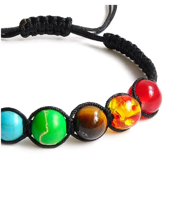Черный женский камень 7 Чакр браслет для йоги регулируемые ювелирные изделия