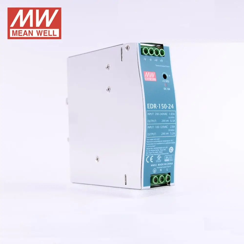 Mean Well 156 Вт 6.5A/230VAC 125 5.2A/115VAC Meanwell EDR-150-24 Мини Размер промышленный din-рейка блок