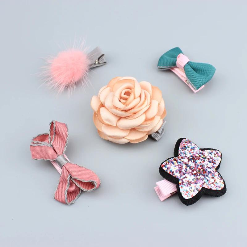 Заколки для волос с цветами девочек 5 шт./комплект|flower hair clip|hair clipgirls flower clip |