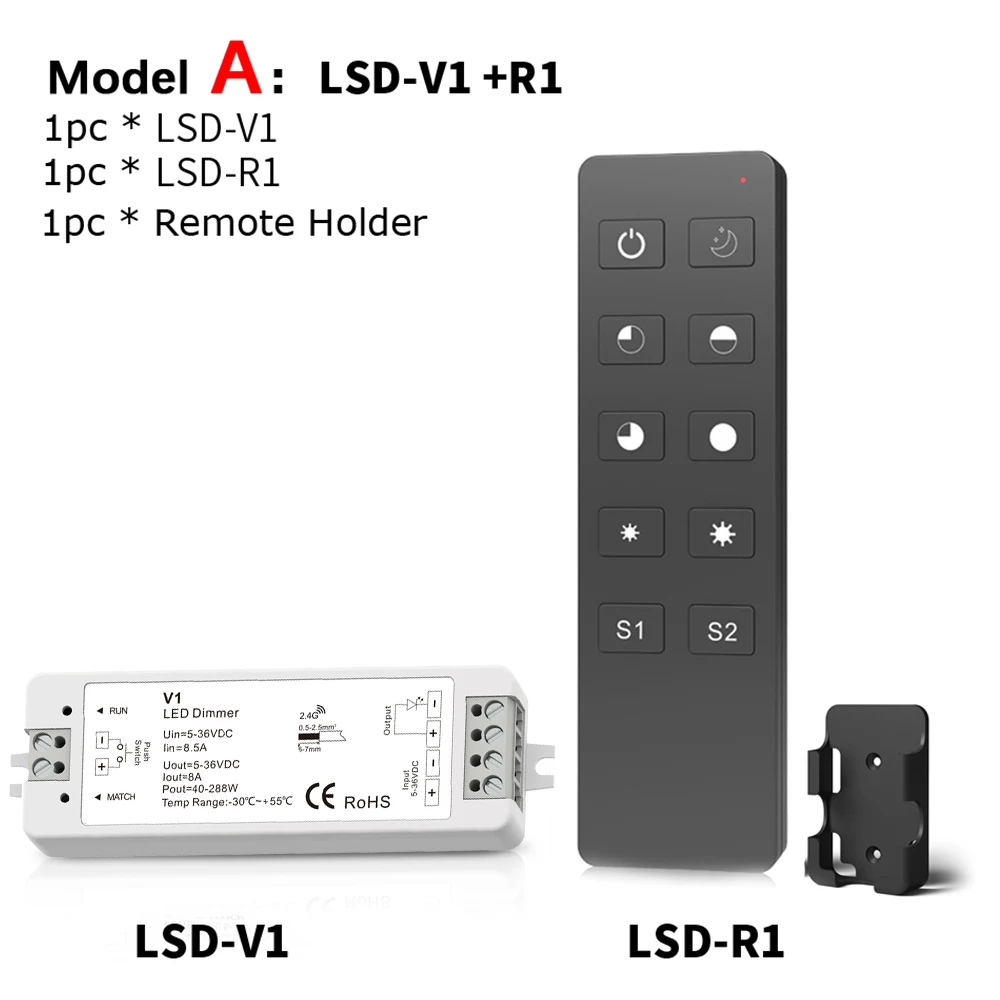 Model A Светодиодный диммер 12 В 24 В ШИМ 2,4G светодиодный сенсорный RF беспроводной пульт дистанционного управления 5 в 36 В умный Wifi диммер контроллер для одноцветной светодиодной ленты - Цвет: Model A