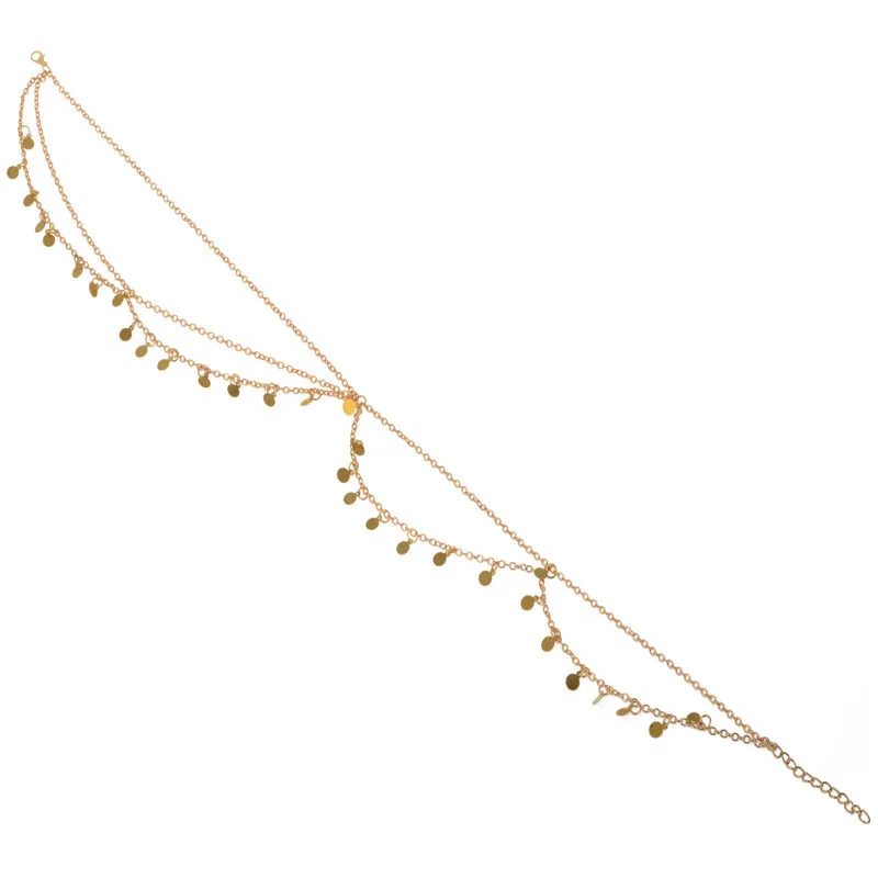 Новинка Пляжная Многослойная Металлическая повязка на голову золотого цвета Bindi