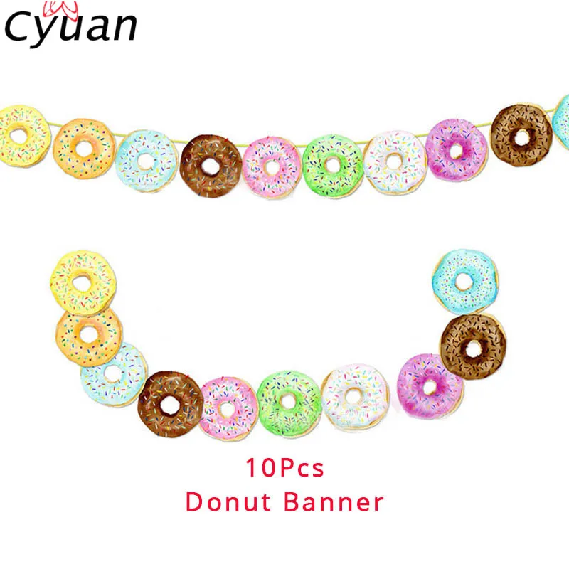 donut banner Cyuan украшение на детский день рождения Пончик тема вечерние поставки пончик акриловый стенд и деревянный настенный шкаф со стеклянными дверцами доска для ребенка - Цвет: donut banner