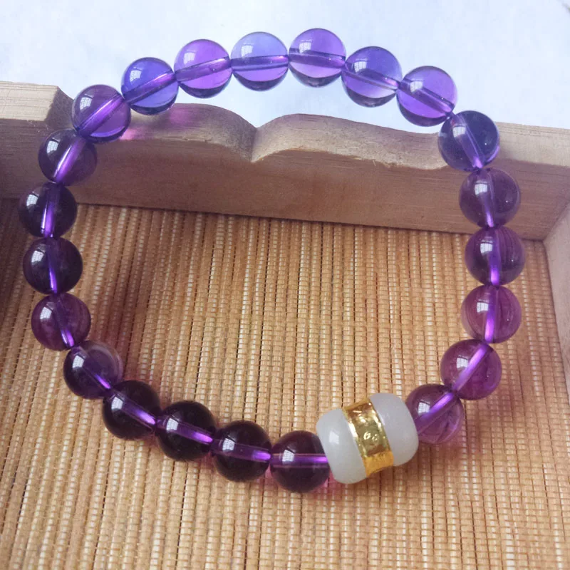 

Fine Jewelry Nature Amethyst Jade Charm Bracelets Lucky Amulet Women Men Gift
