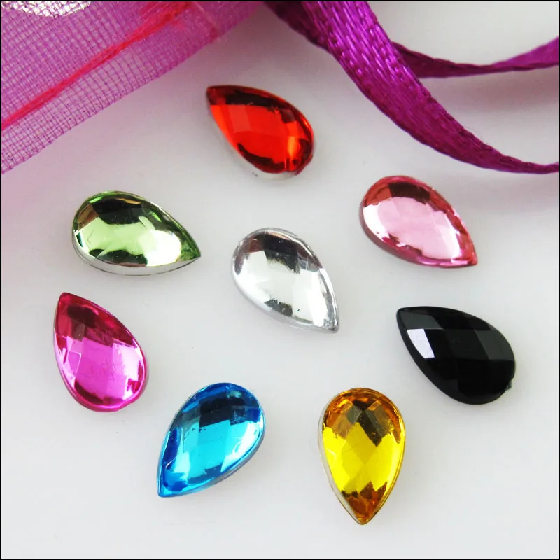 Новый 120 шт. микс граненых слеза акриловые Пластик стразы с плоской задней частью