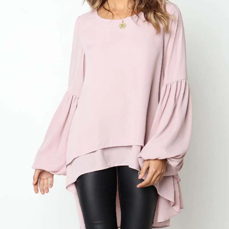 Женские шифоновые топы с оборками Стильная однотонная Повседневная Блузка