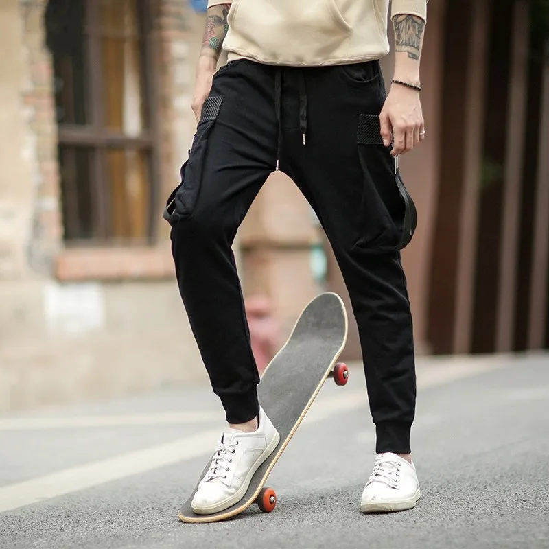 Новинка 2020 модные мужские брюки джоггеры до щиколотки с эластичным поясом