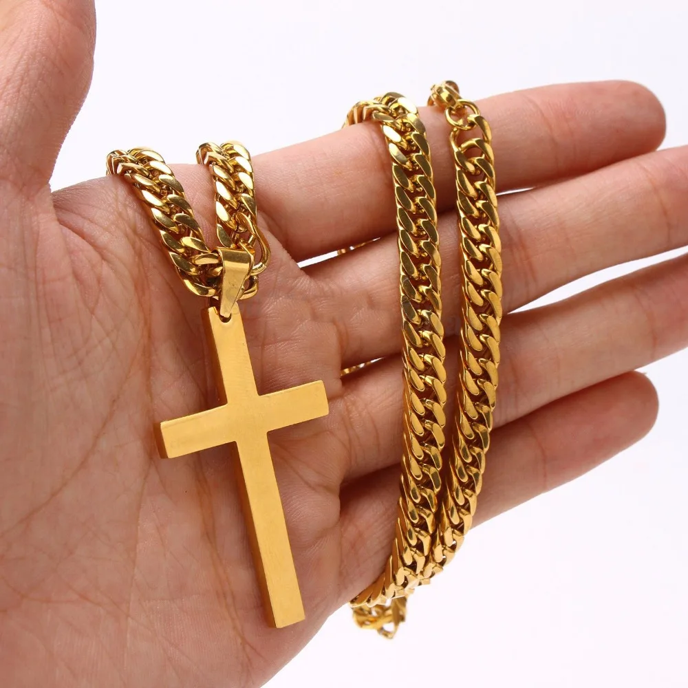 Простое Ожерелье в классическом стиле из нержавеющей стали с золотой