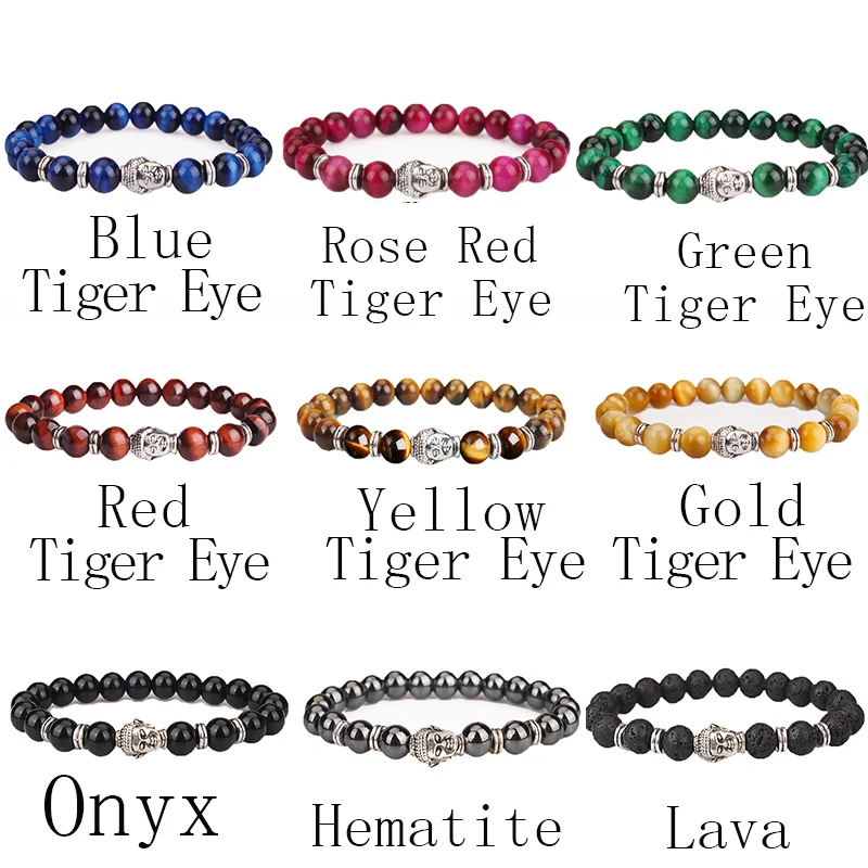 Мужской браслет с натуральным камнем королевский синий тигровый глаз