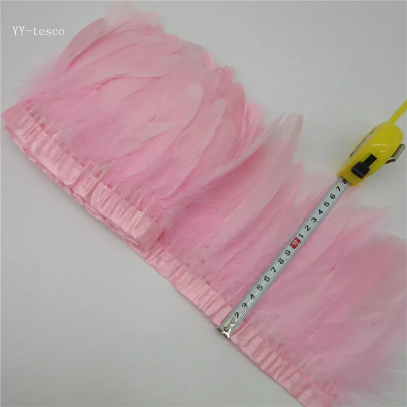 light pink Горячая Распродажа, 10 ярдов, высокое качество, натуральный гусиный пух, бахрома, отбеленный белый гусиный пух, отделка с атласной лентой, лента для юбки - Цвет: light pink