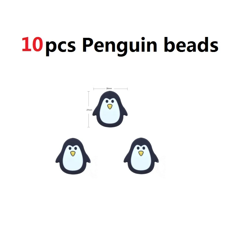 10pcs Penguin BOBO. BOX 3/5/10 шт./лот силиконовый Прорезыватель для зубов из бусин Детские Силиконовые Прорезыватели для зубов Пингвин мультфильм милый DIY Детские Прорезыватели жевательный браслет - Цвет: 10pcs Penguin