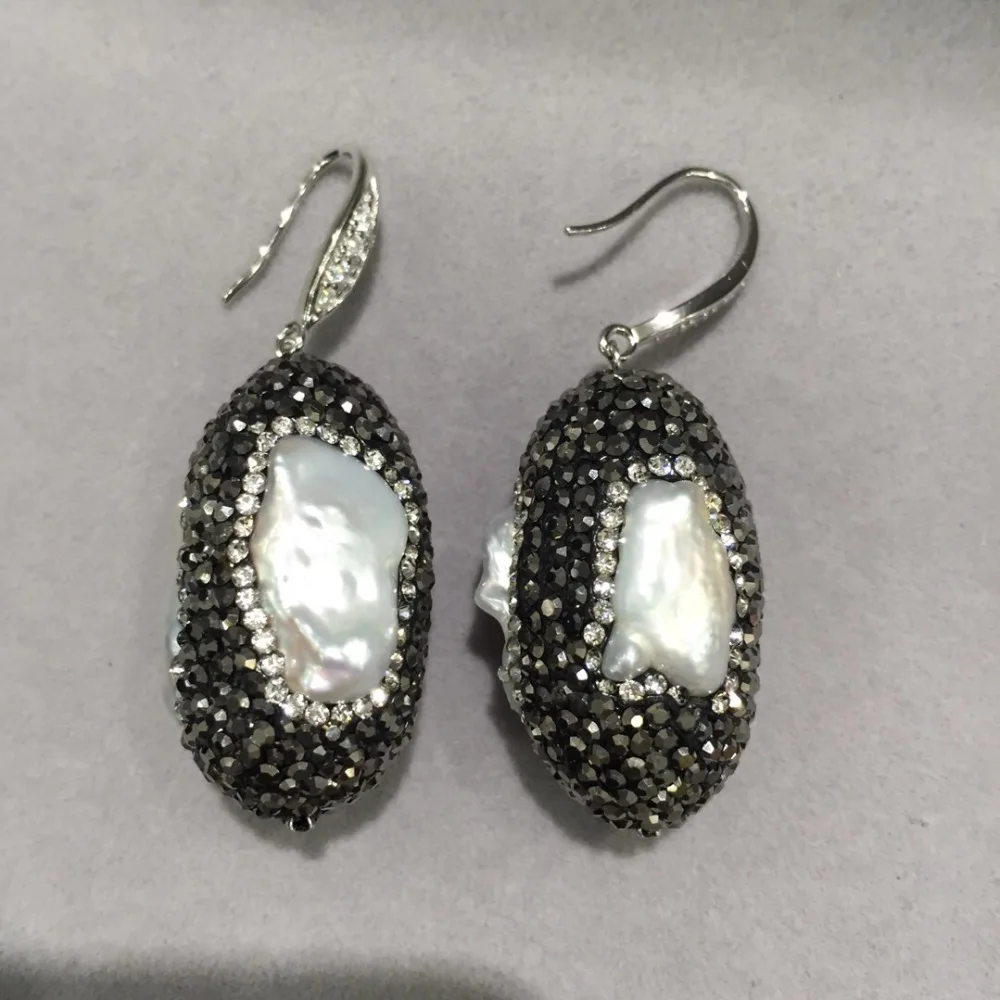 jewelry set necklace and earring natural fresh water pearl pendant drop fashion women |