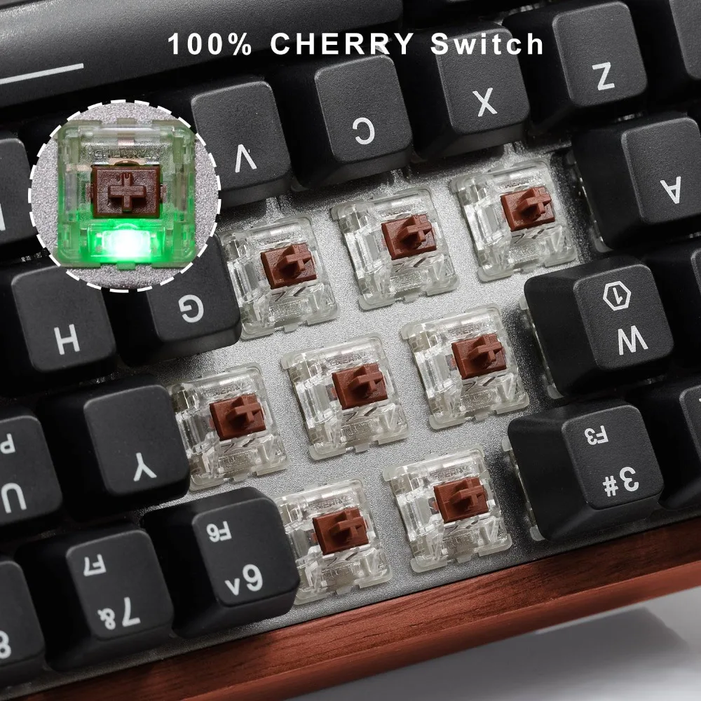 MAIDERN мини механическая клавиатура с RGB светодиодный и деревянный корпус Cherry MX