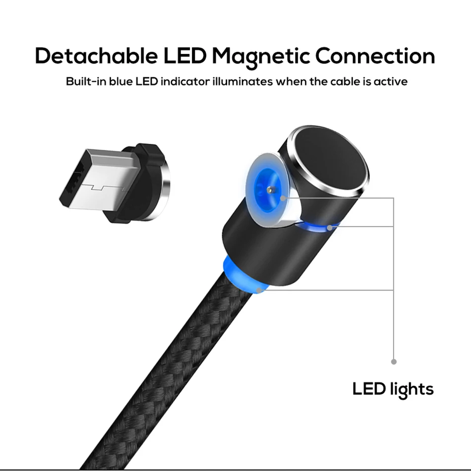 Магнитный кабель для быстрой зарядки 1 м 2 4 А Micro USB Тип C зарядное устройство iPhone X