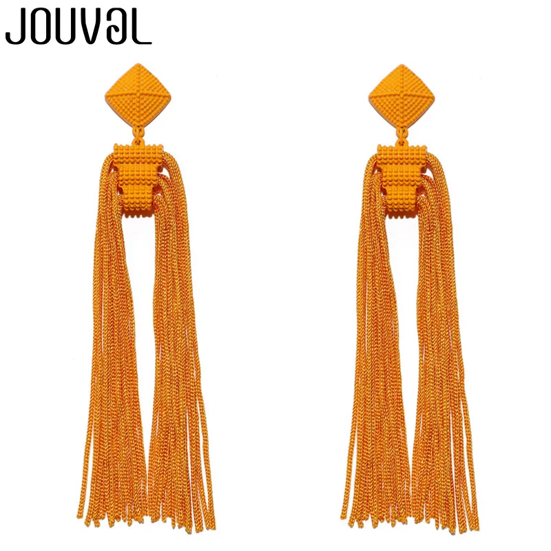 E1323-5 JOUVAL, ручной работы, длинные бусы с кисточкой, серьги для женщин, трендовые Висячие Серьги Brincos, серьги с бахромой, ювелирные изделия в стиле бохо - Окраска металла: E1323-5