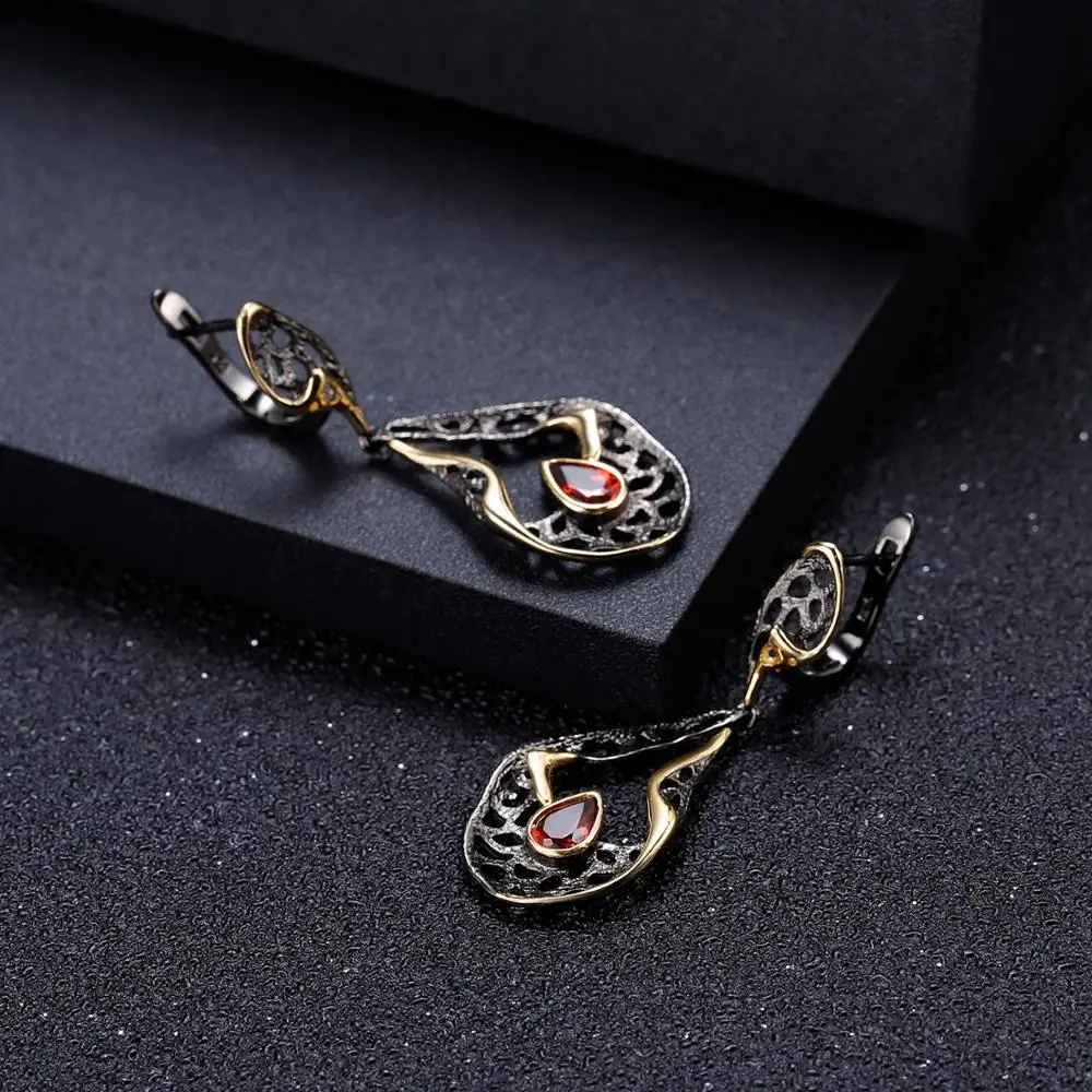 GEM'S BALLET 1.26Ct натуральный родолит Гранат 925 серебро ручной работы филиал Висячие серьги для женщин ювелирные украшения