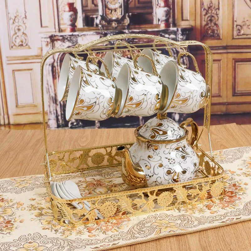 13pcs European style Royal bone China ceramic cup and saucer tea household water included 6 cups 1 holder | Дом и сад
