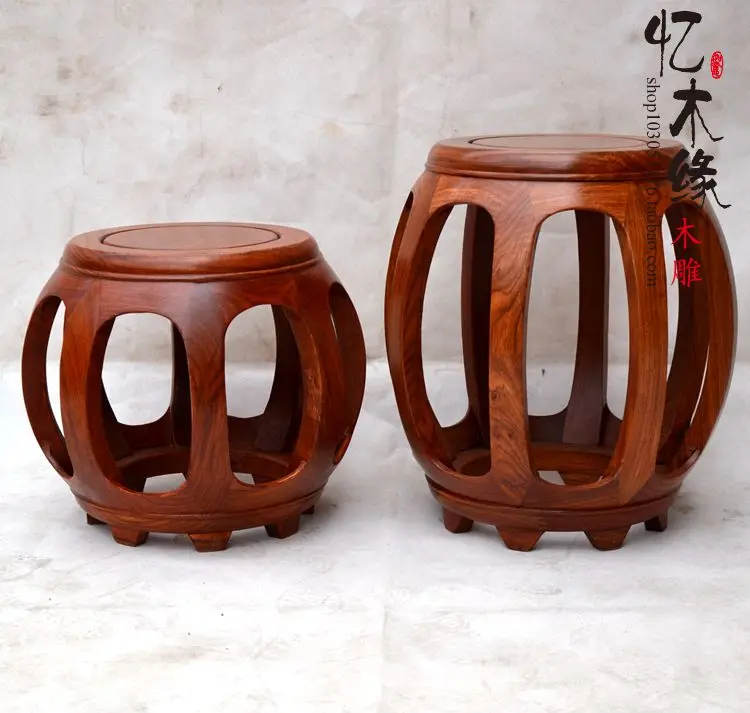 

Boutique mahogany wood drum drum stool wooden shoes African pear flower drum zither stool