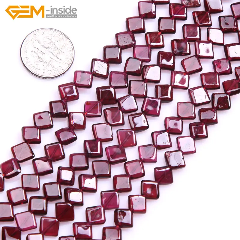 

Gem-inside Natural Square Garnet Stone Beads For Jewelry Making 5mm 15inches DIY Jewellery