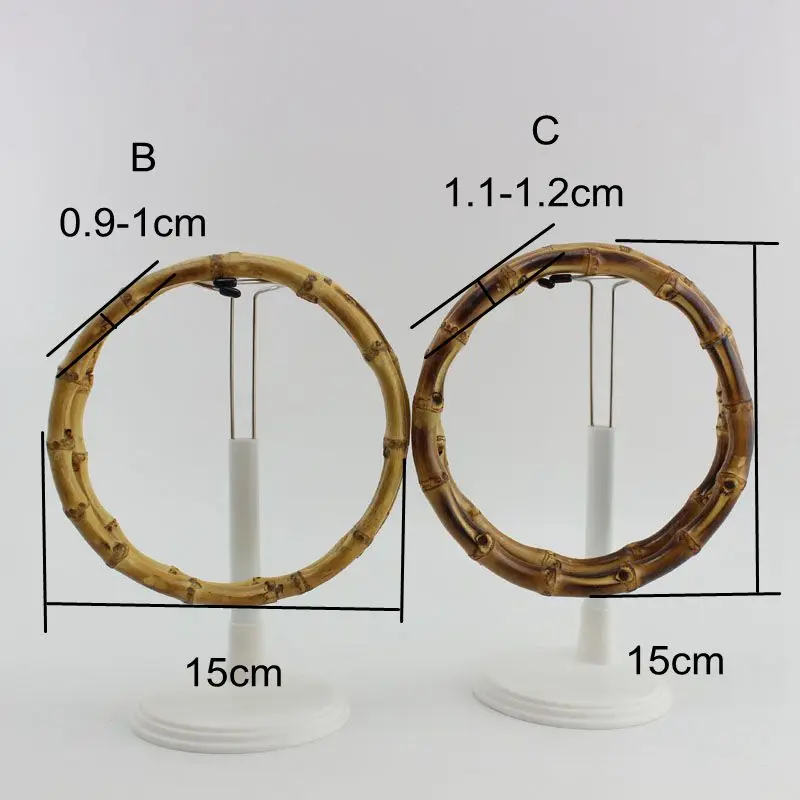 C 15cm 2 пары = 4 шт., 12 см 15 см 18 см круглое бамбуковое кольцо для ручного шитья, настоящая бамбуковая ручка для рукоделия - Цвет: C 15cm