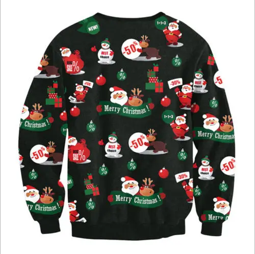 Men Women Pullover Autumn Winter Tops Xmas Clothing Ugly Christmas Santa Claus Printed Loose Sweater Unisex M L XL | Женская одежда