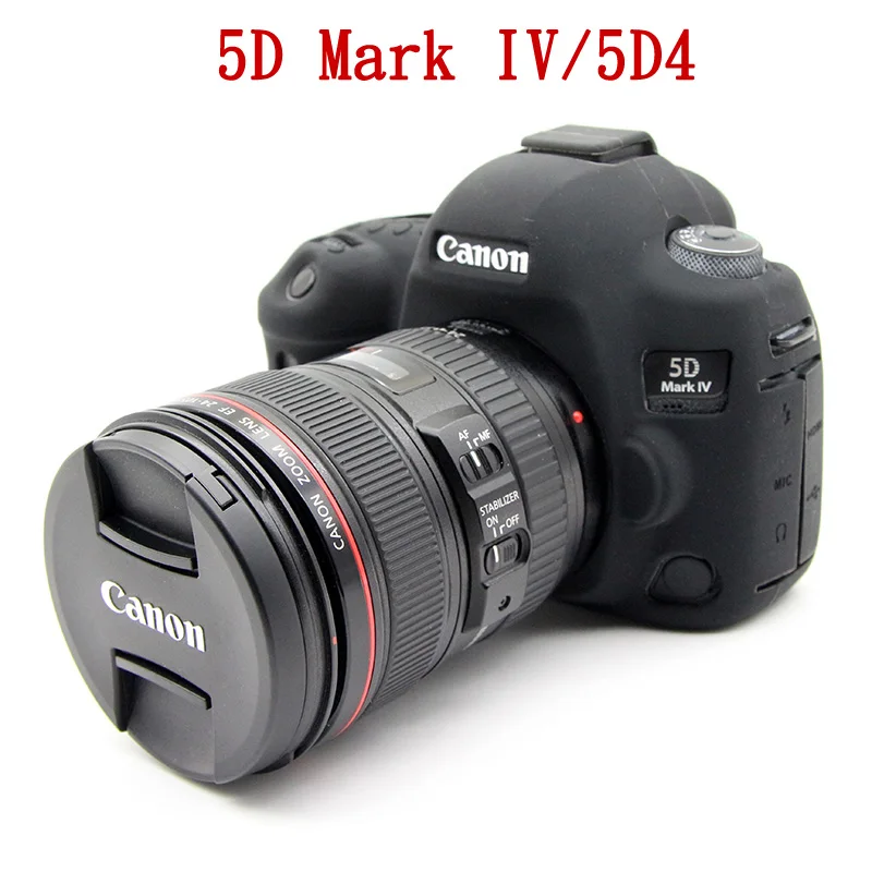 5D4 5DMarkIV Black Силиконовый чехол для Canon EOS 6D 80D 77D 70D DSLR камера корпус 5D Mark IV 5D4 6D Mark II 200D 1300D 1500D мягкий протектор - Цвет: 5D4 5DMarkIV Black