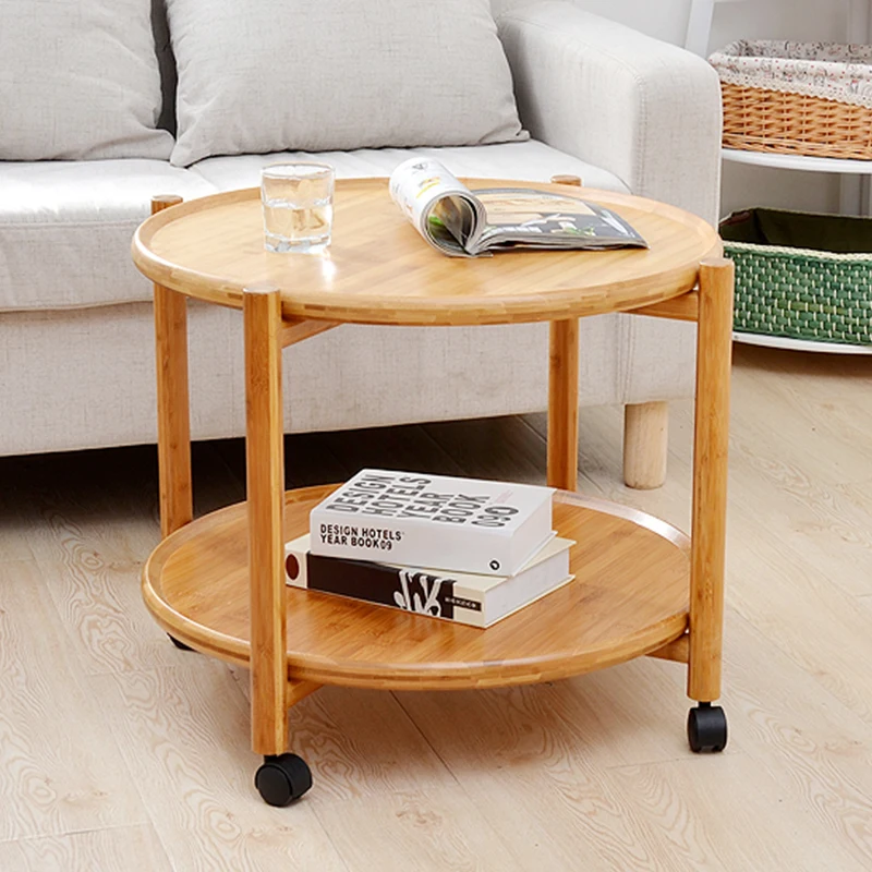 Креативный передвижной кофейный столик двойной с роликовым чайным столом