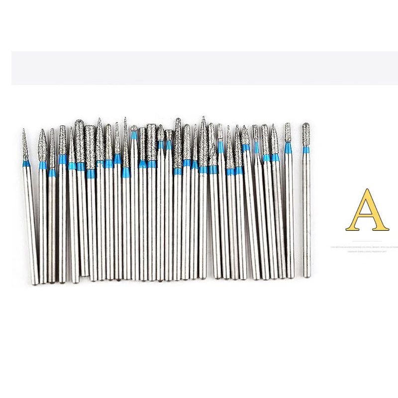 30pcs-A 30 шт. набор алмазных сверл для ногтей, электрическая машина, вращающаяся очистка кутикулы, заусенцы, маникюр с полировкой, аксессуары, инструмент для дизайна ногтей - Цвет: 30pcs-A
