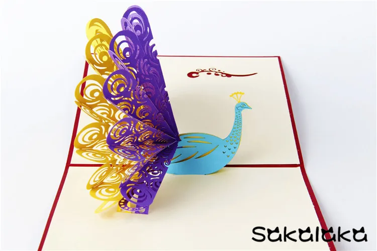 Креативный 3D ручной работы высококачественный peafowl поздравительная открытка