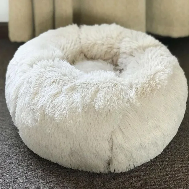 white 50/60 см супер мягкая кровать для питомца питомника собака Круглые Солнцезащитные очки «Зимний теплый спальный мешок Плюшевая Игрушка Щенок Подушка Мат Портативный поставок диван - Цвет: white