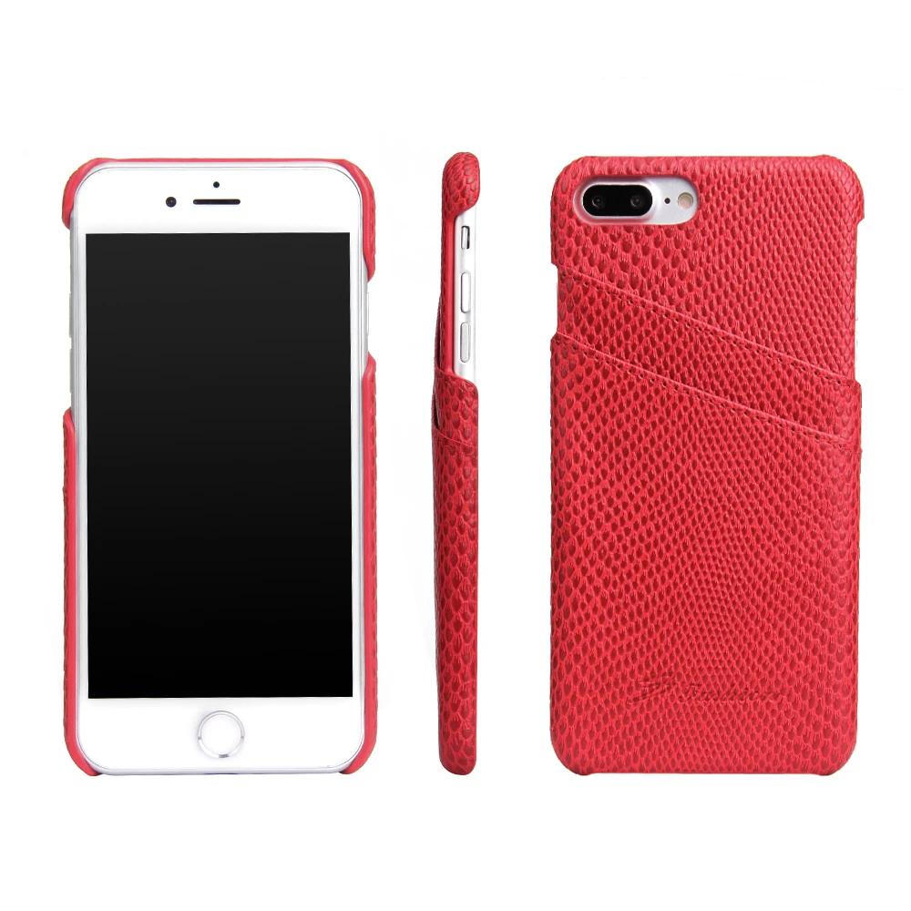 Красный fierre shann бренд PU кожа чехол для iPhone 7 Plus/8 плюс текстура питона с кармашком для карт ультра тонкая задняя крышка(D0127