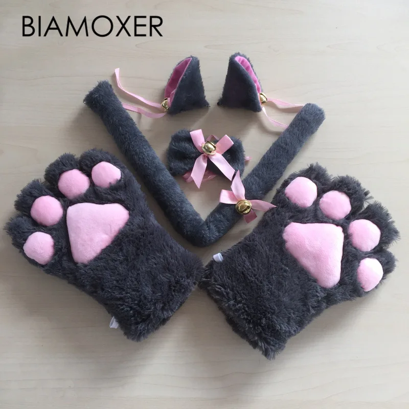 Сексуальный флутти Кот Горничная Косплей Neko костюм аниме плюшевые перчатки лапы