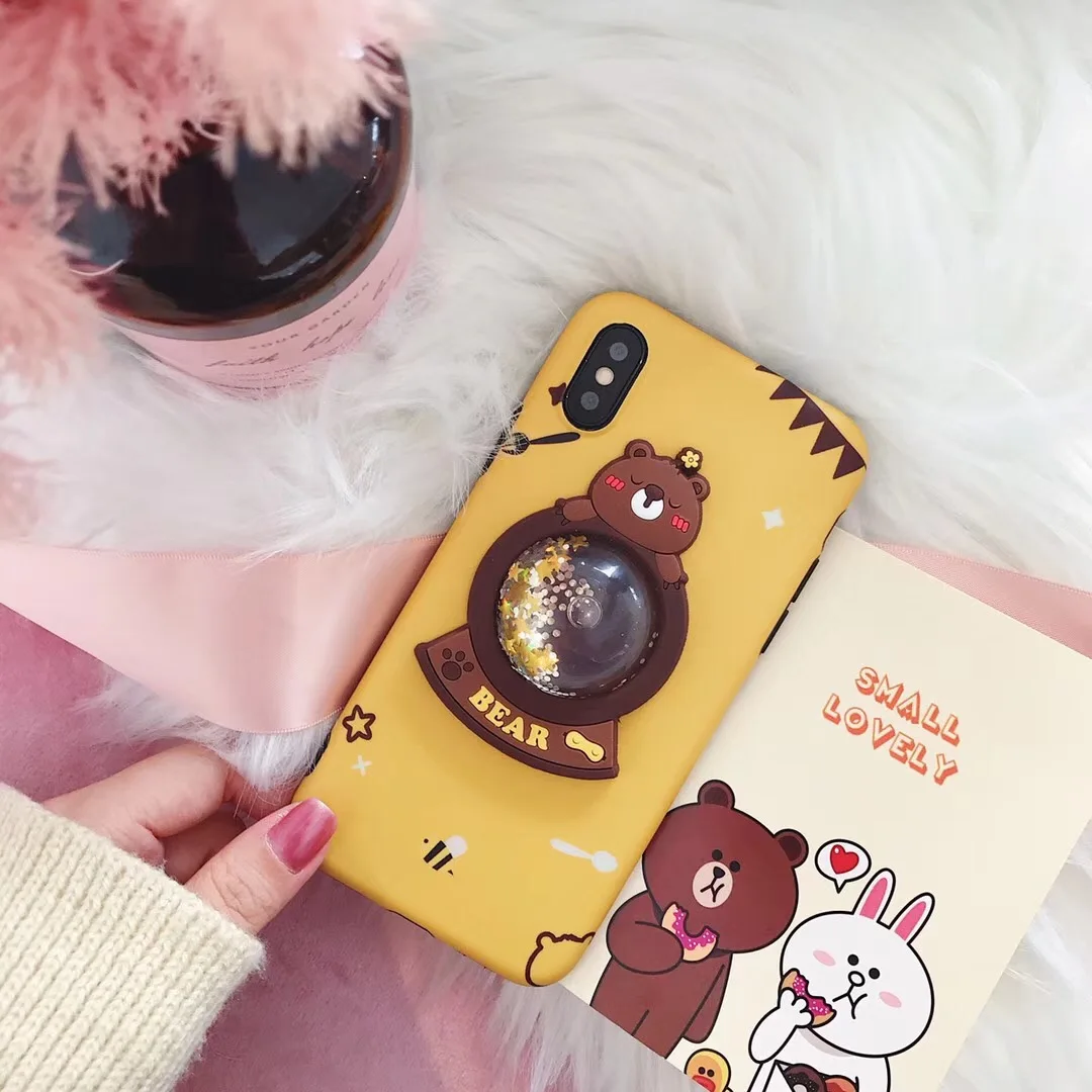 bear 3D Жидкий чехол для iphone X/8/7 plus, динамическая блестящая кукла, чехол для iphone 7 8 plus, милый мультяшный чехол для iphone 6 6s plus - Цвет: bear