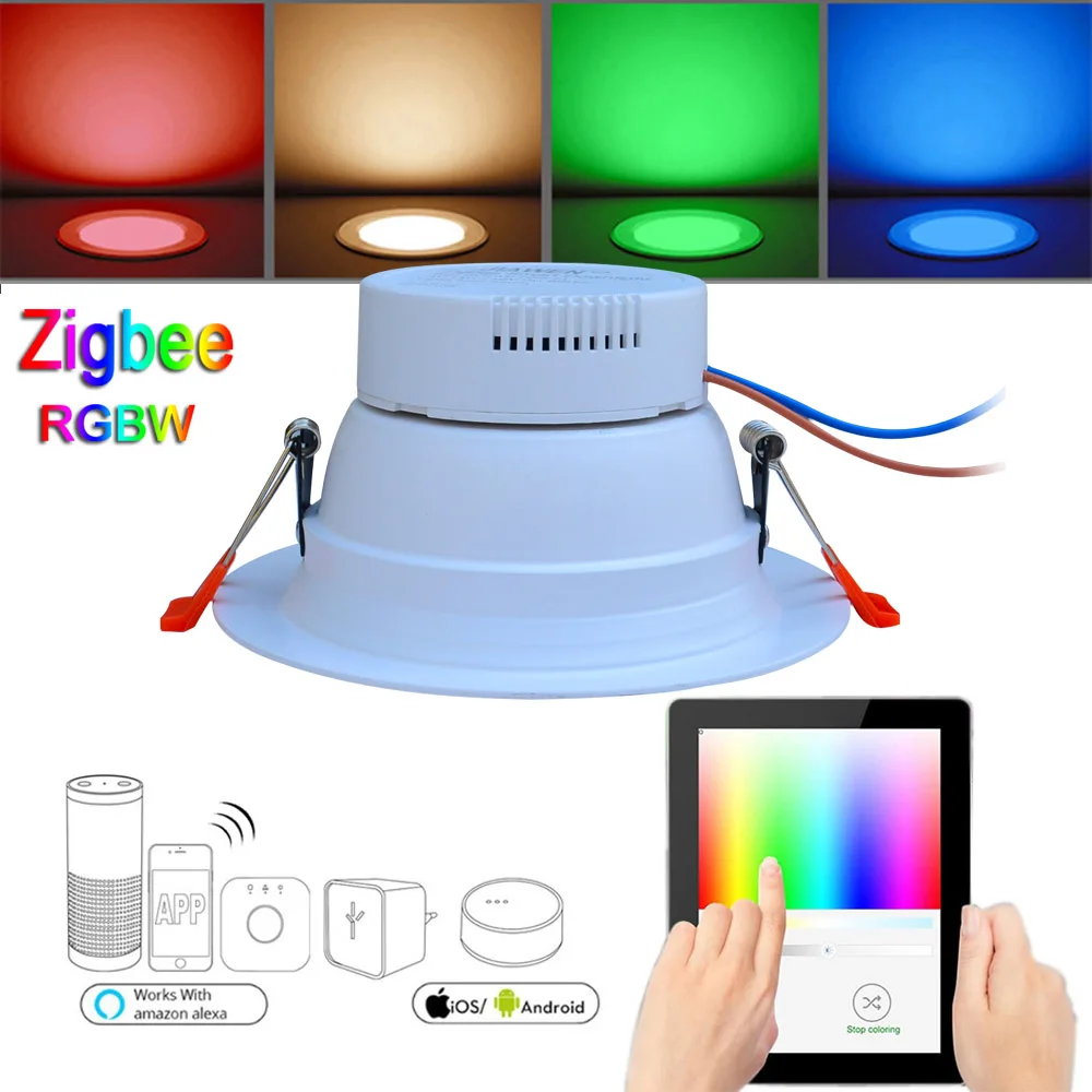 6 шт умный дом 9W RGBW Zigbee светодиодные светильники работает с Amazon Echo плюс