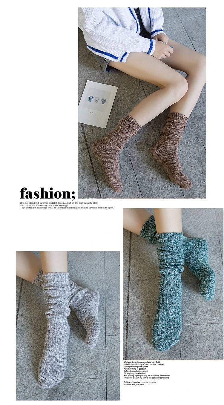 Однотонные Хлопковые женские классические вязаные носки до колена | Женская