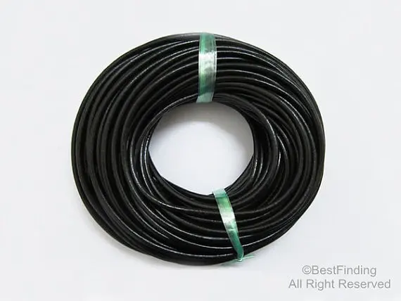 

3mm Leather cord 3mm round leather cord black genuine leather strips