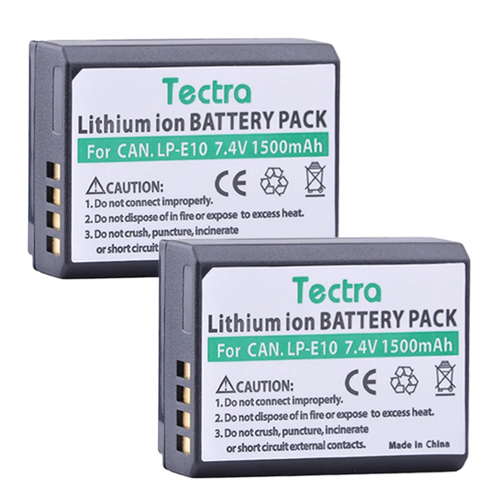Tectra 2x LP-E10 LPE10 Bateria + светодиодный дисплей USB двойное зарядное устройство для Canon EOS