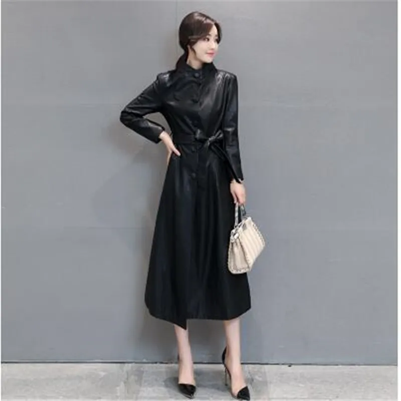 Новинка 2020 зимняя женская куртка из натуральной кожи с длинным рукавом