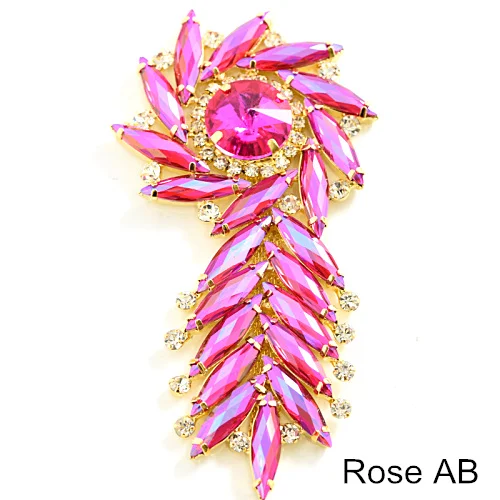 Rose AB 4 формы, 1 шт., цветные стразы с кристаллами AB, аппликация, пришитые стразы, Золотое дно для украшения шляпы, свадебное платье B1213 - Цвет: Rose AB
