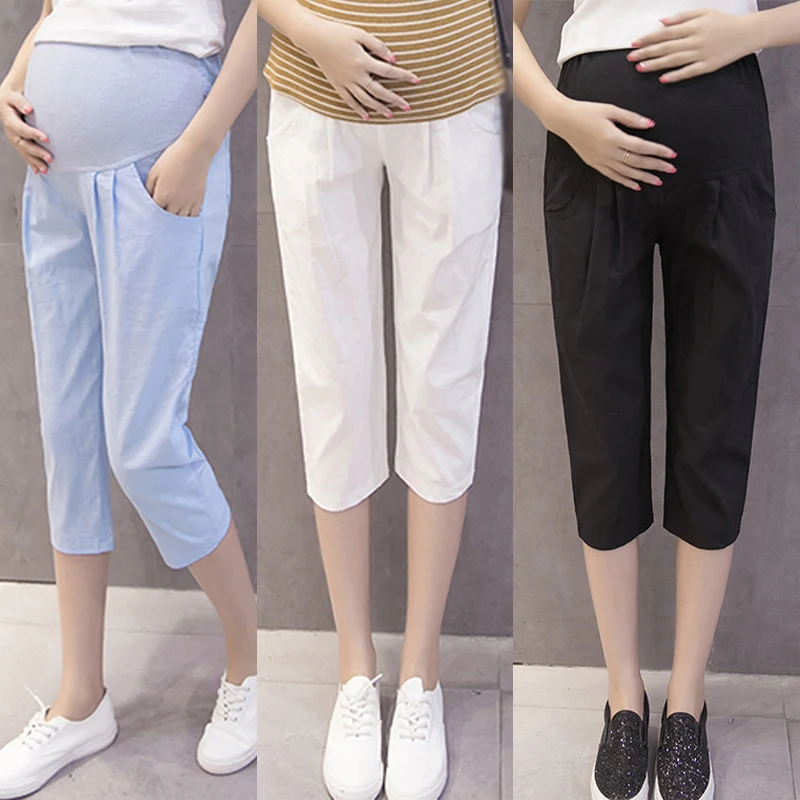 Брюки для беременных женщин повседневные укороченные узкие брюки Новинка сезон