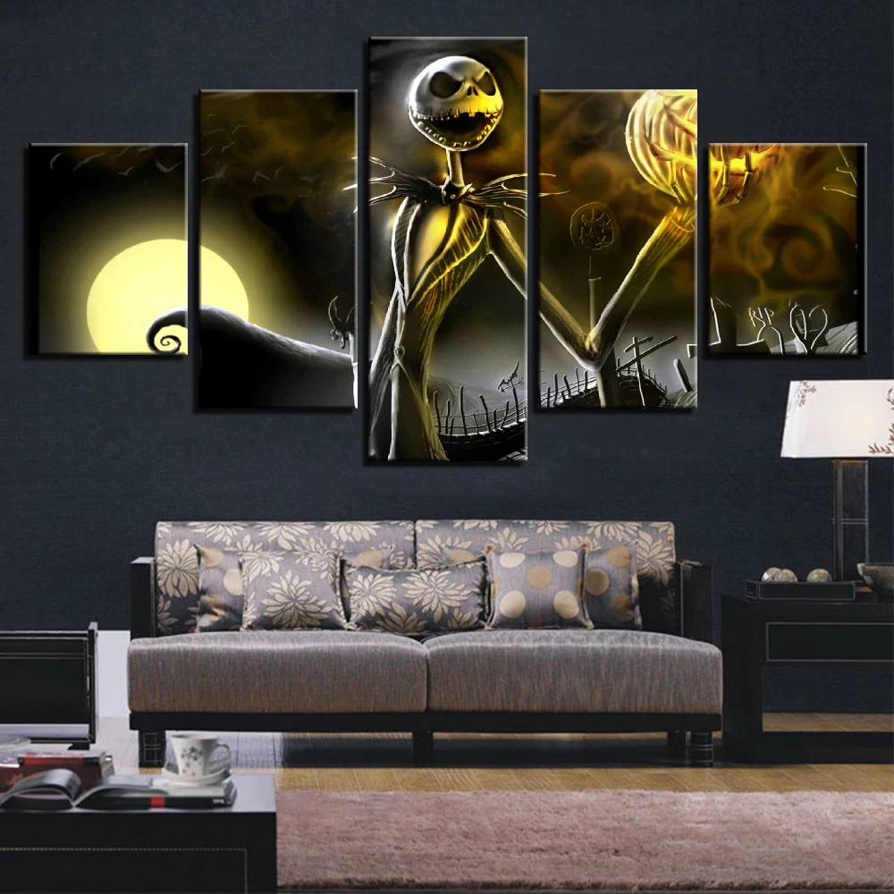Canvas Wall Art Pictures Frame Home Decor Living Room Halloween Poster 5 Pieces HD Printed Nightmare Before Christmas Painting | Дом и сад